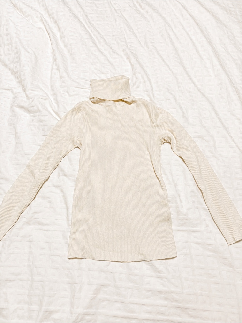 Basic White Ribbed Turtleneck Top